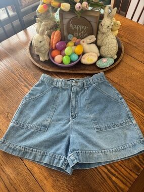 Vintage L.A. Blues High Rise Wide Leg Light Wash Denim Jean Mom Shorts 12